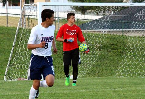 Seniors Carlos Pulido and Bayron Lobo-Zelaya during the soccer match against Turner Ashby.